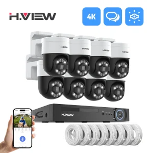 H.view 8Ch 4K 5MP 8MP Sistema di telecamere di sicurezza CCTV Ptz Kit di videosorveglianza domestica Telecamera IP esterna Rilevamento umanoide