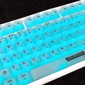 MAIMOOO Keycap Russo Traslucido Opaco Cherry PC 122 Tasti per Tastiera Meccanica Fai-da-te, Semplice per Ufficio e Giochi, Keycap RU Bianco Latte Opaco