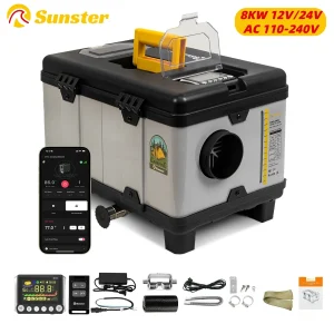 TB10 8KW 12V/24V/110-240V Riscaldatore d’aria diesel LCD e APP bluetooth con modalità altitudine 5500m riscaldatore di parcheggio per auto camper tenda