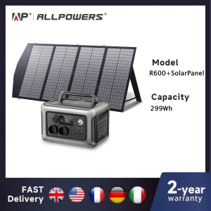 ALLPOWERS R600 Powerstation portatile con pannello solare (opzionale), batteria LiFePO4 da 29 Wh 600 W per il backup domestico all’aperto Campeggio RV