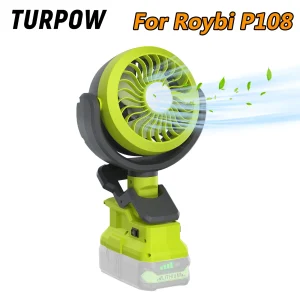 Turpow Ventilatore a batteria per Roybi P108 P107 Batteria 18V Ventola 2 in 1 Compatibile con batterie agli ioni di litio Roybi 18V Ventilatore wireless