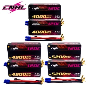 2 pezzi CNHL Lipo Batteria 2S 7.6V 4000mAh 4900mAh 5200mAh 120C HV Shorty Custodia rigida con spina EC3 per RC Auto Aereo Camion Barca