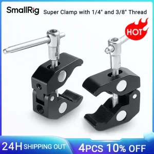 SmallRig Super Morsetto con Filettatura 1/4 e 3/8 Confezione da 2 Pezzi per Aste da 15mm-44mm Fotocamere Luci Ombrelli Ganci Ripiani Morsetto per Fotocamera