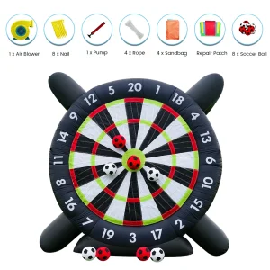 Pallone da calcio gonfiabile gigante alto 10 piedi con freccette con pallone da calcio da 8 pezzi e parco giochi commerciale per bambini