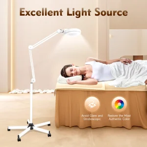 Lampada Ingrandente 5X, Luce Bianca Fredda 24W Regolabile, Lente d’Ingrandimento Rotante, Lampada Fluorescente per Salone di Bellezza e Unghie