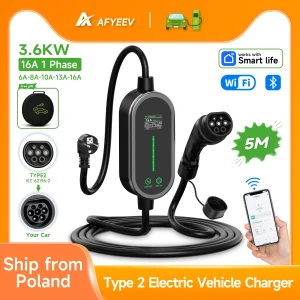 AFYEEV 3600W Portatile Type2 IEC62196-2 EV Caricatore Auto Elettrica Caricatore EVSE Cavo di Ricarica Wallbox Wi-Fi Bluetooth APP di Controllo