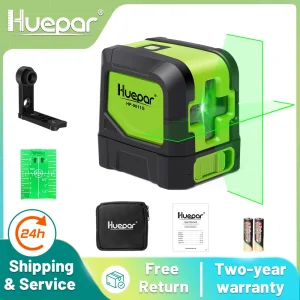 Huepar livello Laser a 2 linee autolivellante (4 gradi) Laser a raggio rosso verde linea trasversale orizzontale e verticale con Base magnetica