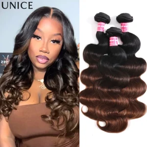 UNice Chestnut Brown Ombre Body Wave Bundles 1/3/4 PCS Deal 100% Extension di capelli umani da cucire 8-26 pollici