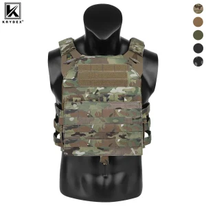 KRYDEX 500D Nylon Gilet tattico Jumpable Plate Carrier MOLLE Pannello frontale con patta Zaino Caccia Ranger Green Camo Gilet da uomo
