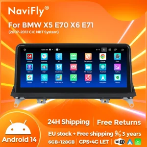 Android 14 Car Auto Wireless Carplay Multimedia Player per BMW X5 E70 X6 E71 2007-2014 4G RDS AI Voice Control navigatore GPS