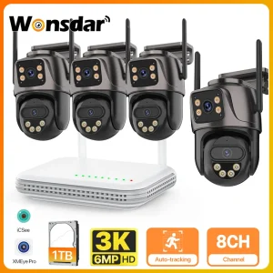 Telecamera IP esterna 6MP HD 8CH Wifi NVR Kit Sistema di telecamere di sicurezza domestica Video sorveglianza H.265 Mini CCTV Wireless Cam P2P