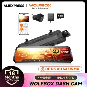 WOLFBOX G930 10 pollici Wifi Dash Camera 4K DVR per auto FOV 140 Telecamera a specchio Dash Cam per auto 24H Parking View Touch Screen Videoregistratore