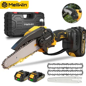 MELLWIN Sega da potatura elettrica a batteria da 6 pollici Mini motosega elettrica ricaricabile Strumento di potatura da giardino per Makita 18V Batteria Pin