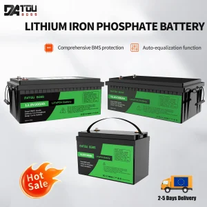 DATOUBOSS 12V100Ah Batteria al litio ferro fosfato a ciclo profondo BMS intelligente integrato per sistema solare per barche da golf camper NO TAX