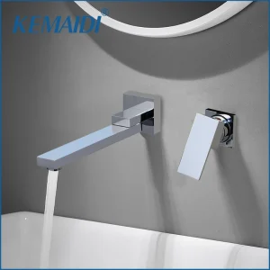 KEMAIDI rubinetto del bagno miscelatore per montaggio a parete con acqua calda e fredda rubinetto per lavabo 360 vasca con beccuccio girevole con maniglia moderna a leva singola