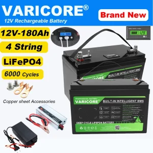 VariCore 12V/12.8V 180AH LCD LiFePO4 Batteria Al Litio ferro fosfato Batterie per carrello da golf Touring Car Stazione Solare Wagon