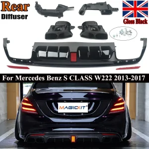 Per MERCEDES classe S W222 B STYLE AMG diffusore posteriore tubo posteriore nero lucido 13-17