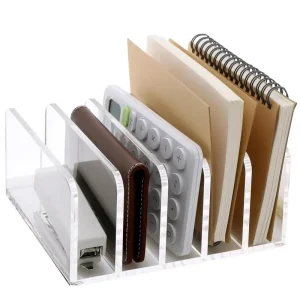 Selezionatore di file per organizer da tavolo con 5 sezioni Porta file in acrilico Organizzatore di posta Selezionatore di file da banco per cartelle buste
