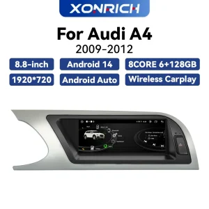 AI Voice Wireless Carplay Car AutoRadio Player per Audi A4 2009-2016 Android 14 4G WIFI BT GPS Navi DSP Android Auto Stereo
