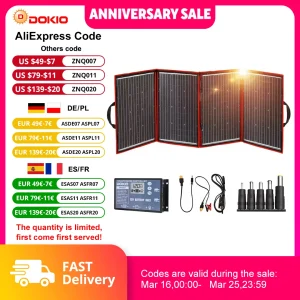 Pannello solare mono pieghevole flessibile Dokio da 200 W (50 Wx4) Pannello solare portatile ad alta potenza per camper, barche e pannelli solari da viaggio Cina