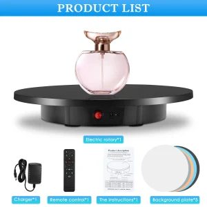Giradischi elettrico 100 Kg 42 Cm Piattaforma rotante automatica Giradischi da 360 gradi con telecomando per la fotografia di visualizzazione