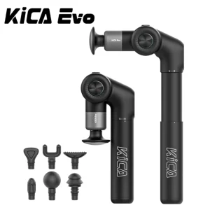 KiCA Evo Pistola per fascia Pistola per massaggio muscolare portatile 15 kg Impatto 3200 giri/min con 6 testine per massaggio Asta di prolunga da 9 cm Lega di alluminio