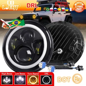 CO LUCE 7 “Led Auto Faro Del Motociclo H4 Moto Halo Angolo Occhi Faro 12V 24V Per Lada Niva Urban OffRoad 4×4 suzuki samurai