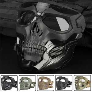 Maschere tattiche con teschio CS Tiro Maschere da paintball Moto Uomo Full Face Airsoft Ciclismo Maschera per feste cosplay di Halloween