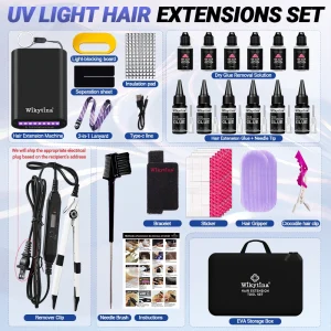 Macchina professionale per estensioni dei capelli con luce UV Strumenti di grado salone Macchina per rimozione colla adesiva per polimerizzazione UV Kit per lo styling completo
