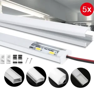 Supporto per canale lampada a barra LED con profilo in alluminio da 5 pezzi 1M Canale in alluminio LED per striscia LED 5050 2835 con copertura per PC