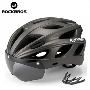 ROCKBROS casco da bicicletta uomo EPS casco da ciclismo traspirante modellato integralmente uomo donna occhiali lente Aero MTB casco da bici da strada