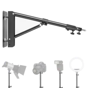 Supporto per fotocamera per fotografia in studio, braccio per illuminazione a parete in lega di alluminio, regolabile 30”-54′ con filettatura 1/4 per luce anulare