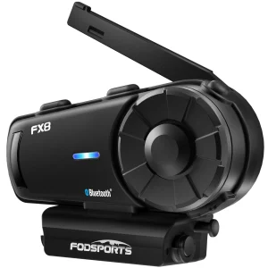 Fodsports FX8 Interfono per casco Casco moto Auricolare Bluetooth 8 Rider 2000m Moto Intercomunicador, Radio FM