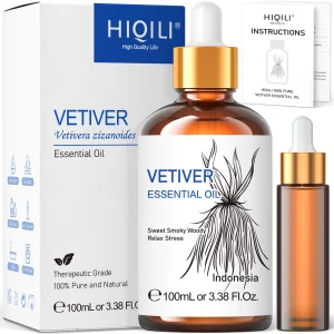 Oli essenziali HIQILI 100ML Vetiver, natura pura al 100% per aromaterapia, diffusore, umidificatore, massaggio, alleviare lo stress, cura dei capelli