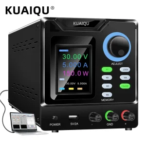KUAIQU Alimentatore switching programmabile Porta RS232/USB Software Collegare PC Alimentatore da banco da laboratorio regolato 30V 5A 10A