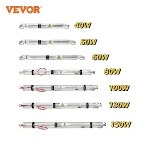 VEVOR Tubo Laser CO2 40W 50W 60W 80W 100W 130W 150W Potente da 700mm a 1830mm Lunghezza Vetro 80mm Diametro per Macchina da Taglio per Incisore