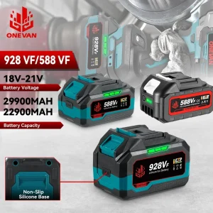 Batteria al litio ricaricabile 22900mAh 29900mAh Batteria 588VF Indicatore di capacità per 21V 18V Chiave elettrica Trapano Utensile elettrico