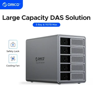 ORICO 3.5 “USB3.0 5Gbps HDD Docking Station in alluminio con ventola di raffreddamento di potenza da 150W per la serie personale 5Bay DAS Solution (Standard)