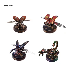 Robotime Rokr Set di blocchi di costruzione di assemblaggio 3D – Imperatore Scorpione Scarabeo Moneta d’oro Tartaruga – 4 tipi di puzzle in plastica Serie MI
