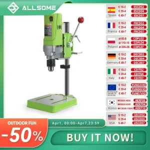 ALLSOME MINIQ Mini Macchina di Perforazione Trapano Presse Banco di Piccolo Trapano elettrico Macchina Banco di Lavoro di trasmissione ad ingranaggi 220V 710W HT2600