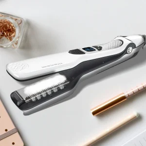 Piastra per capelli professionale Riscaldamento Pettini per capelli caldi Ferro arricciacapelli in titanio a doppia tensione Ferro da stiro a vapore Strumenti per piastre larghe per capelli