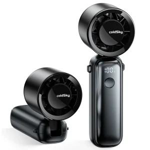 Ventilatore turbo portatile portatile Ventilatore ricaricabile da 5000 mAh con collo pieghevole a 6 velocità/ventilatore da tavolo con display digitale Piccoli ventilatori tascabili