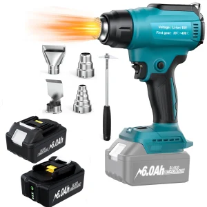 Pistola termica a batteria per batteria Makita 18V, 4 ugelli portatili, Max 990 ° Pistola termica F per artigianato, tubi termoretraibili, involucro in vinile, rimozione vernice