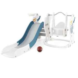 Altalena per bambini con scivolo, 4 in 1: altalena, scivolo, canestro da basket e scala, parco giochi per bambini, per bambini dai 18 mesi