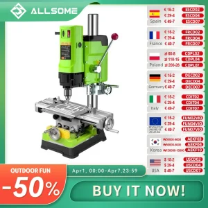 Trapano a Colonna Allsome a 6 Velocità BG-5157 1200W per Officina Domestica, Foratura di Legno e Metallo