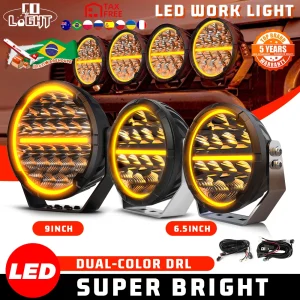 CO LIGHT Luci fuoristrada a LED rotonde Pods di luci di guida per inondazioni spot da 9 pollici con luce da lavoro per fossate fuoristrada super luminosa DRL 90000LM