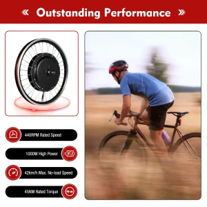 Kit di conversione ruota anteriore LED da 48V 1000W per biciclette, kit ad alta compatibilità da 1000W 440 giri/min, con fascette stringicavo e raggi in acciaio