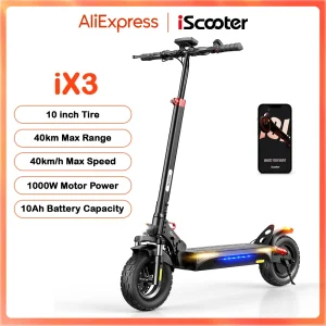 IScooter iX3 1000W potente Scooter elettrico 40KM gamma 10 pollici fuoristrada pneumatico elettrico Kick Scooter 10Ah 40 KM/H Scooter per adulti