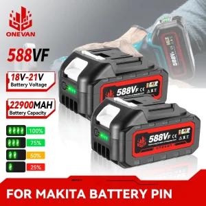 ONEVAN 22900mAh Batteria ricaricabile agli ioni di litio per 21V Chiave elettrica Motosega Trapano Utensili elettrici per Makita 18V Batteria Pin