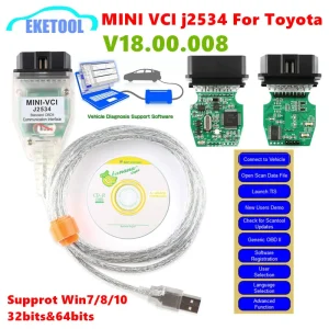 MINI VCI j2534 V18.00.008 Chip FTDI MINI-VCI J2534 per Toyota TIS Techstream interfaccia OBD2 supporto per la diagnosi del veicolo al 2022
